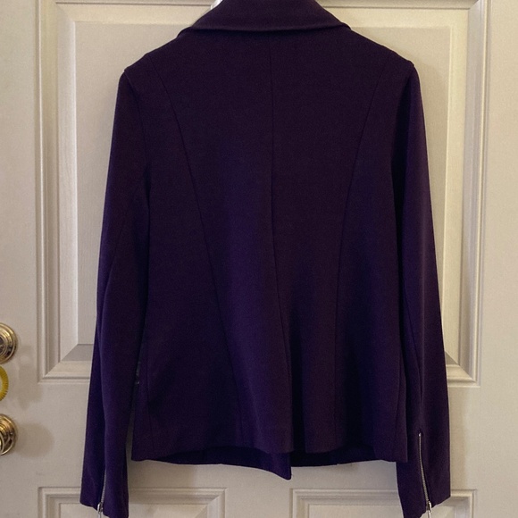 M by Marc Bouwer Ponte Knit Motorcycle Jacket/Zippers/Pockets/Plum/Size M/NWT!!! - Picture 2 of 5
